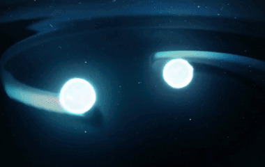 artist depiction of a binary neutron star merger